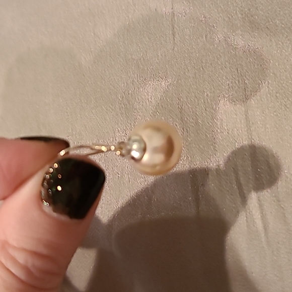 Pearl drop sterling silver drop earrings - Picture 4 of 4